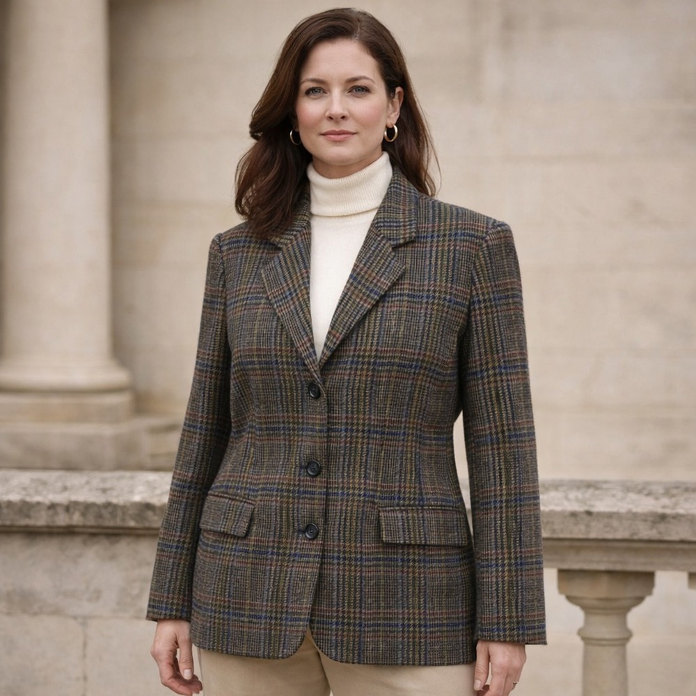 VTG Womens Wool Plaid Blazer Jacket Size 12 Academia Preppy Heritage Old Money